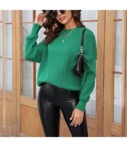 Loose Casual Solid Color Round Neck Knit Pullover Sweater Wholesale Women'S Top N4623070300169 -Women Clothing Sales Store 26c348ff004447d0944bb0380115210c 4