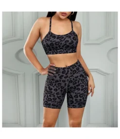 Leopard Print Yoga Sports Leisure Wholesale Activewear Two Piece Sets SO202132