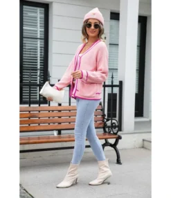 Button Knit Colorblock Pocket V-Neck Sweater Cardigan Wholesale Women'S Top -Women Clothing Sales Store 2d621cf29d7948699650b0370120d287