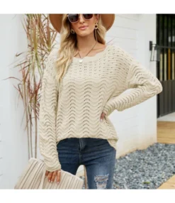 Solid Color Hollow Pullover Knit Sweater Wholesale Women'S Top N4623052600015 -Women Clothing Sales Store 2f218f40fb7c405daf88b00e01293c18 4