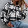 Retro Lapel Plaid Single-Breasted Long Sleeve Short Jacket Wholesale Coats SOUN562732