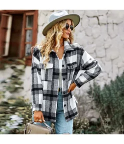 Casual Plaid Coats Loose Lapel Long Sleeve Jacket Wholesale Womens Tops SOUN538540 -Women Clothing Sales Store 365d9c6e 07d6 41ba 9878 98ef262c5554 40fbf2a58a23f2b12d312f9f790299f3