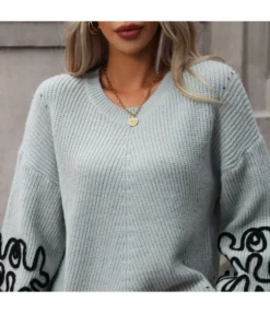 Solid Color Pullover Knitted Women Sweater Wholesale Womens Clothing N3823082600018