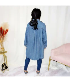 Solid-Color Irregular Loose Button-Down Mid-Length Denim Shirt Wholesale Women Top STV463626 -Women Clothing Sales Store 3da51712 192a 4a2c bc87 e589825a6158 5742ec83038bb2a63930b9da01d6779c