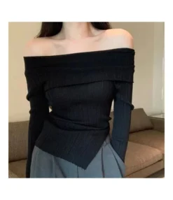 Ribbed One-Shoulder Side-Slit Solid-Color Knitted Slim-Fit Sweater Wholesale Women Top STV463715 -Women Clothing Sales Store 3f019f20 1dce 47aa 8c67 fe5f376499a1 702c9990ef31fde66b03fbe9aa5e0a38