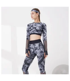 2pcs Sets Camouflage Seamless Slim Sportwear Crop Top + Leggings SO080003