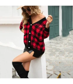 Low-Cut Plaid Single-Breasted Cardigan Sweater Wholesale Women Top SSWV463761 -Women Clothing Sales Store 3fa779e6 cc2c 49b1 98fc 238f16dd352c 01e01cb830808176c2e3d508f8311def