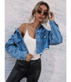 Loose Women Cropped Denim Jacket Wholesale Coats And Jackets SOUN535270 -Women Clothing Sales Store 41548cc0 1fa5 4cdc a1f7 1b94b633d176 dec5b1859caf1fc768586f99e49d3fa9