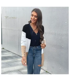 Colorblock Casual Outerwear Long Sleeve Sweater Jacket Wholesale Cardigans SOUN536737 -Women Clothing Sales Store 435e3440 4618 4657 a3b3 2e643bf688ee 82f083e6c6eb81abbfc2829bbb87e427