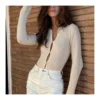 Lapel Bead Knitted Cardigan Slim Long-Sleeved Sweater Wholesale Womens Tops SSWN536473