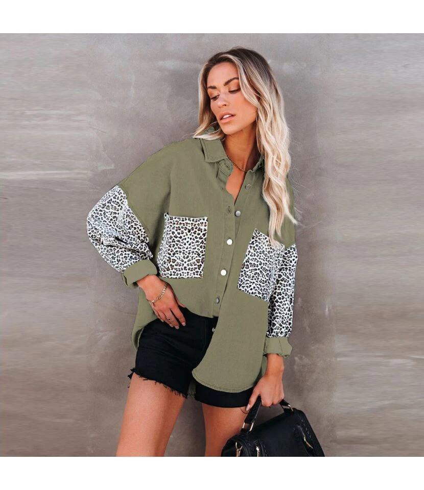 Shirt Jacket Pocket Decorative Lapel Cardigan Wholesale Womens Tops ST202674 4 Shirt Jacket Pocket Decorative Lapel Cardigan Wholesale Womens Tops ST202674 - Image 4