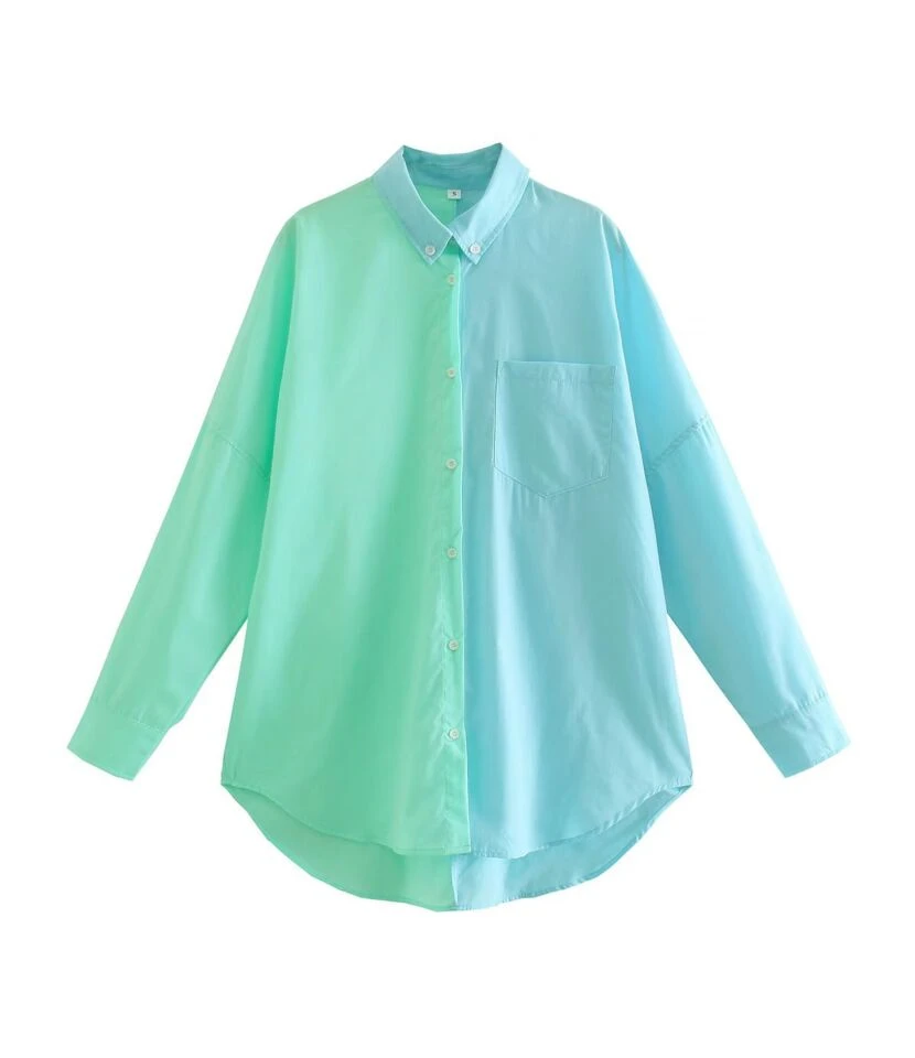 Colorblock Print Long Sleeve Womens Shirt Wholesale Blouse STN533422 5 Colorblock Print Long Sleeve Womens Shirt Wholesale Blouse STN533422 - Image 5