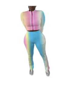 Large Size Rainbow 2 Pieces Activewear Sets SO130008