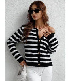 Striped Loose Casual Knitted Cardigan Single-Breasted Sweater Wholesale Womens Tops SSWN536304 -Women Clothing Sales Store 47cc3888 b6ce 4627 ace0 26d260401970 1de128633d184b7b2ffebce0ca08e757