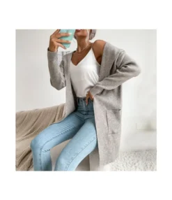 Hooded Knitted Sweater Cardigan Women Wholesale Jacket SW160334