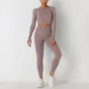 Knitted Solid Color Seamless Long-Sleeved Tops & Leggings Sports Fitness Yoga Suits Wholesale Activewear Sets SON539918