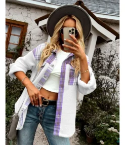 Plaid Shirt Fashion Coat Loose Long Sleeve Jacket Wholesale Womens Tops SOUN538542 -Women Clothing Sales Store 4ab287c2 eea1 4d8d b309 8eb1bc3f3ad0 348d685664d64d06665d8c0889fae3f0
