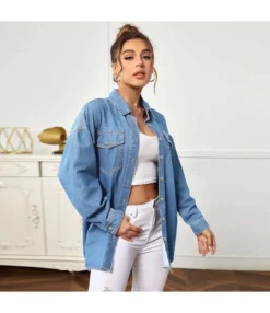 Pocket Loose Casual Long Sleeves Simple Lapel Long Denim Shirt Wholesale Women'S Top STV463514 -Women Clothing Sales Store 4d0ce48c ed5b 4264 affd 067d08847067 2cf8c78be83a89bd5a0d980f141c4915