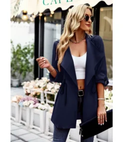 Fashion Lapel Drawstring Trench Long Sleeve Slim Solid Color Wholesale Coats SOUN562273 -Women Clothing Sales Store 4e64cf9a 90df 4c7d 9565 6f54c73fb5bd e7ec5a50225368e36352f5ff64880389