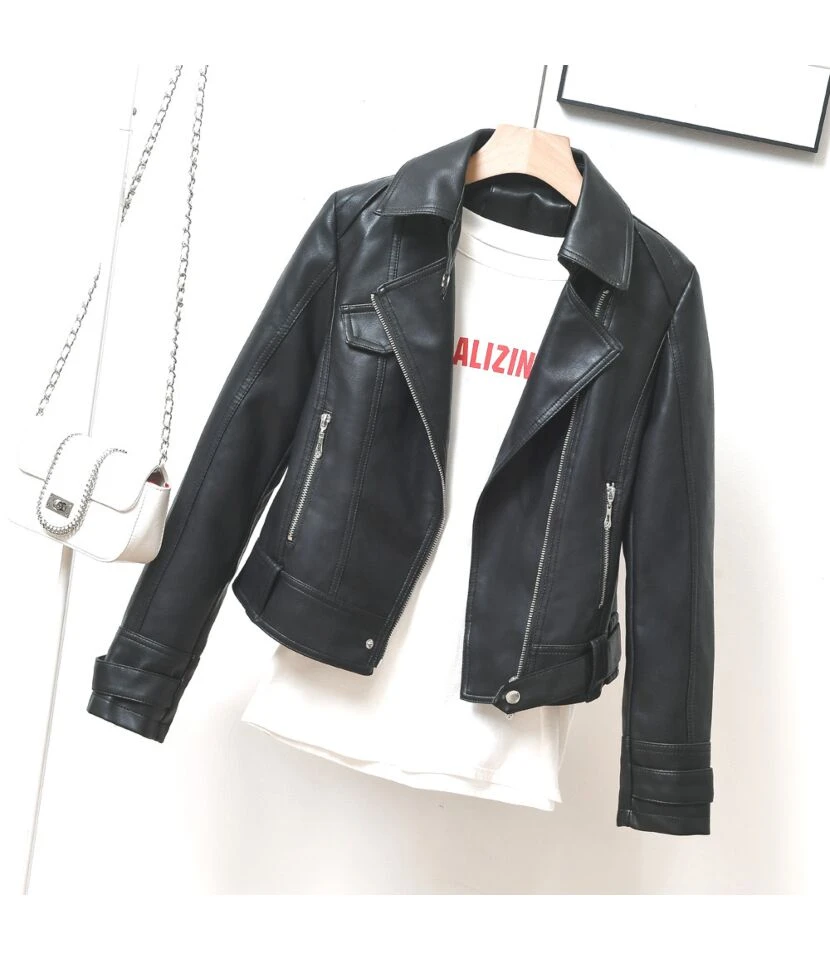 Motorcycle Short PU Wholesale Jackets Women'S Fit Top Lapel Leather Jacket SOU202640 4 Motorcycle Short PU Wholesale Jackets Women'S Fit Top Lapel Leather Jacket SOU202640 - Image 4