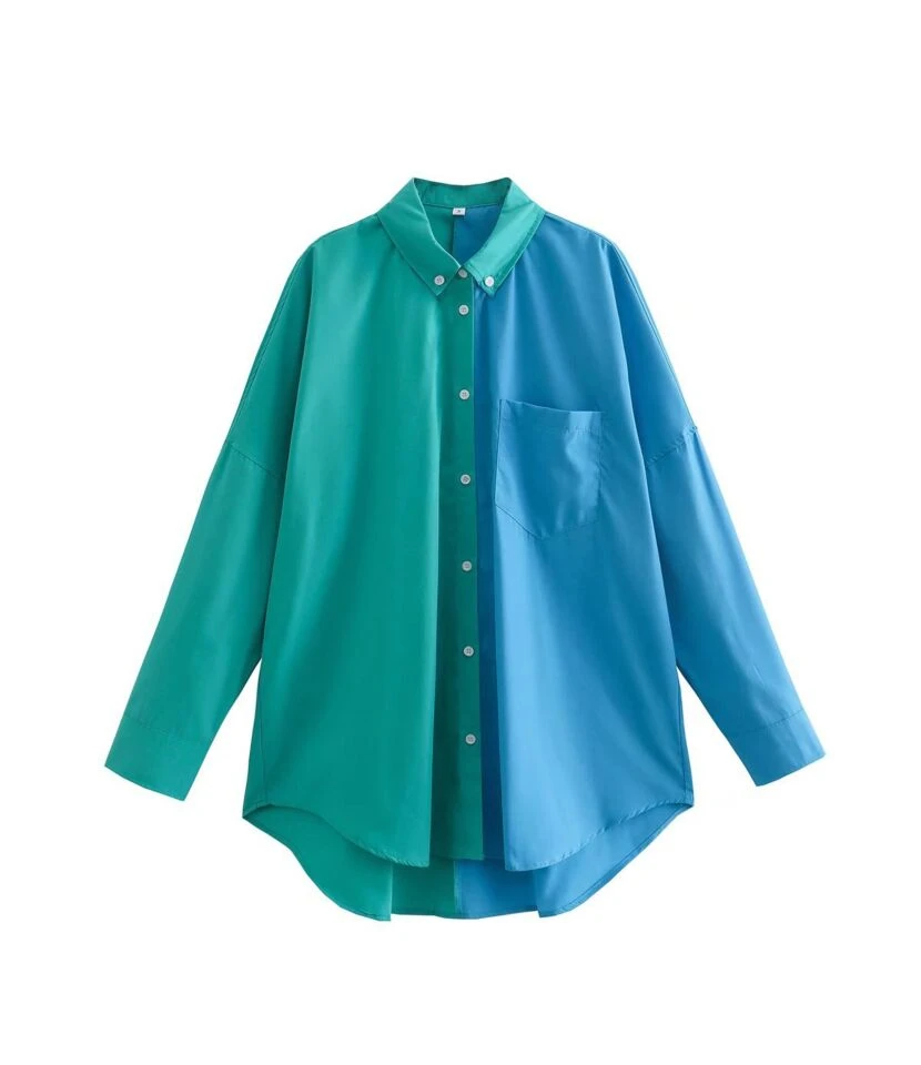 Colorblock Print Long Sleeve Womens Shirt Wholesale Blouse STN533422 7 Colorblock Print Long Sleeve Womens Shirt Wholesale Blouse STN533422 - Image 7