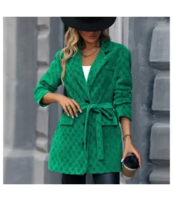 Fashion Lace-Up Checkerboard Jacket Corduroy Blazer Wholesale Womens Tops SOUN538385 -Women Clothing Sales Store 50ac2183 dafd 4017 9605 78fa7c5c58f6 e5c96bbc56be170554e6ad30445b780b