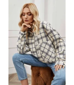 Plaid Printed Loose Wholesale Sweatshirts Casual Zip Design Long Sleeve Womens Tops SOU165477 -Women Clothing Sales Store 527bb80c 3828 4a69 9126 1c7a8f5b1dab 01299AB685C211EC7937DB54B46B7E72
