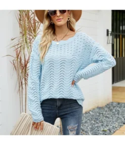 Solid Color Hollow Pullover Knit Sweater Wholesale Women'S Top N4623052600015 -Women Clothing Sales Store 536dd7ab8683484da0b0b00e01291935 4