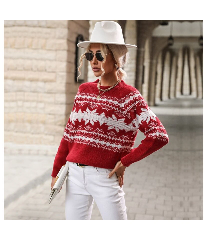 Xmas V-Neck Knit Women Wholesale Sweater SSW190574 5 Xmas V-Neck Knit Women Wholesale Sweater SSW190574 - Image 5