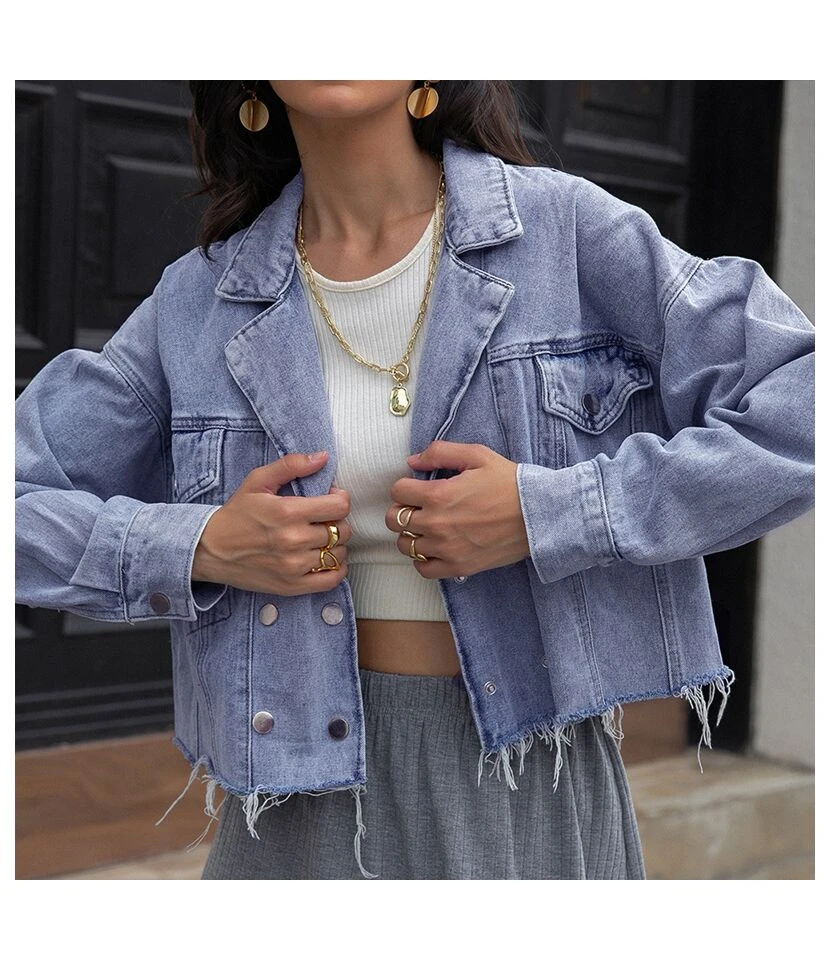 Women Fashion Outerwear Tassel Denim Short Wholesale Coats & Jackets SOU181518 3 Women Fashion Outerwear Tassel Denim Short Wholesale Coats & Jackets SOU181518 - Image 3