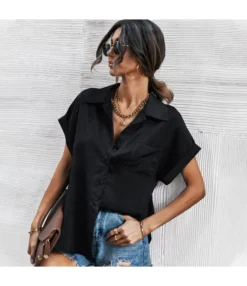 Summer Solid Color Short Sleeve Business Casual Womens Lapel Satin Shirts Wholesale Blouse STN533372 -Women Clothing Sales Store 58bb80ad 77a4 4a89 b9f5 5fac3859841c 64d0e9c57989ff1ebe0d8c0bde6d3d79