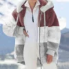 Women'S Plush Patchwork Zipper Pocket Hooded Loose Jacket Wholesale Coats SOUN537663