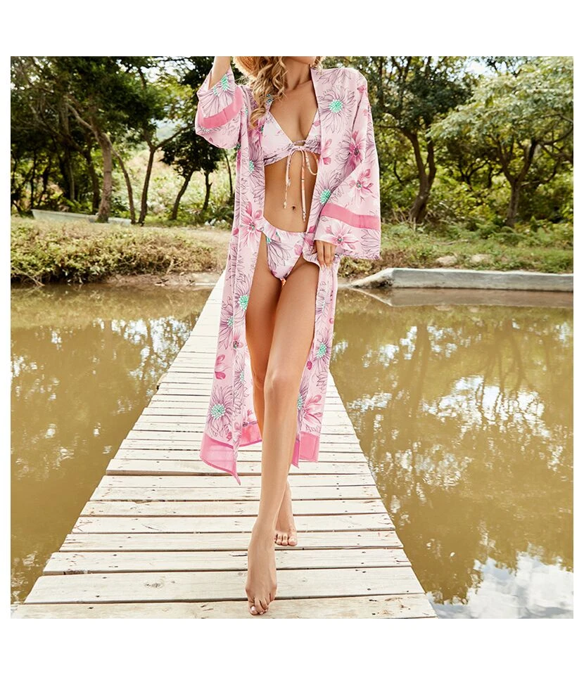 Summer Printed Beach Sun Protection Cardigan Vacation Bikini Coverup Beachwear Wholesale Beach Outfits For Women SD168274 5 Summer Printed Beach Sun Protection Cardigan Vacation Bikini Coverup Beachwear Wholesale Beach Outfits For Women SD168274 - Image 5