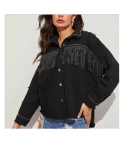 Rough Selvedge Casual Style Beaded Denim Coats & Jackets SW180659