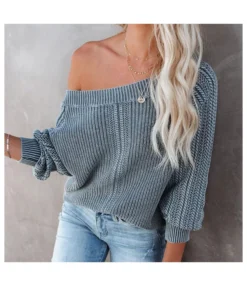 Trendy Lantern Sleeve Off Shoulder Knit Sweater Wholesale SS030682 -Women Clothing Sales Store 5abcdf68 355a 4967 b890 565d703b1a97 547A38127532EC3433BFB8633266895C