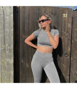 Seamless Sports Yoga Workout Wholesale Activewear Short-Sleeved Trousers Suits SO230152 -Women Clothing Sales Store 5abfaf69 42d9 4cb9 a5c2 51bb8285c23d 70EC6A02FE1A19C9076FFD9D4AA69670