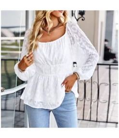 Square Collar Chiffon Printed Wholesale Blouses STN360612