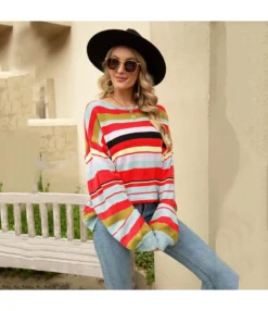 Casual Striped Pullover Crew Neck Loose Knit Sweater Wholesale Women Tops SSWV463760 -Women Clothing Sales Store 5e58e9c7 a020 4ec9 bc8d 048f01e51ba3 052f4bd09d0c7bea908fbb9df608f66b