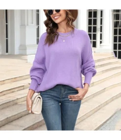 Loose Casual Solid Color Round Neck Knit Pullover Sweater Wholesale Women'S Top N4623070300169 -Women Clothing Sales Store 604d20485ae6461a9ac6b03801150fdb 4