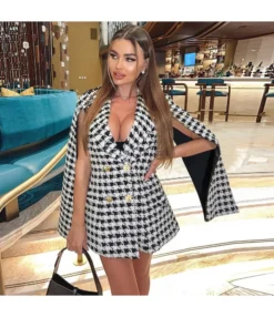 Fashion Houndstooth Double Breasted Sexy Cape Jacket Women Blazer Wholesale Coats SOUN561742 -Women Clothing Sales Store 638011af 2867 4fe8 8494 65d0a2af9e09 b58883054dd36e3568c9a9e8249e3407