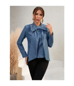 Denim Bow Knot Long Sleeve Slim Solid Color Simple Blouses Wholesale Women Top STV463934 -Women Clothing Sales Store 63cf43fb 7cc6 4cc6 a6a2 448dddfd96e8 52a058906395363e1190c509f39dcd87