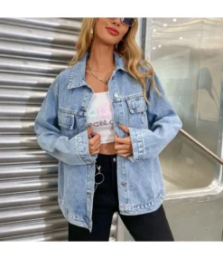 Retro Casual Long Sleeve Single-Breasted Denim Jacket Wholesale Coats SOUN562730