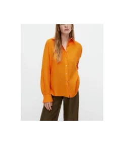 Casual Cotton & Linen Shirt Long-Sleeve Lapel Blouse Wholesale Womens Tops STN534865