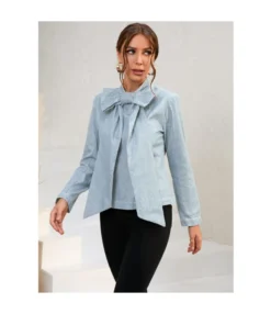 Denim Bow Knot Long Sleeve Slim Solid Color Simple Blouses Wholesale Women Top STV463934 -Women Clothing Sales Store 6916e2a8 ca35 4e05 938f 7ddbb48ec5e5 424a24b6507aaf629d0cfab108ac06fa