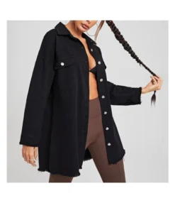 Women Long Denim Jacket Tassels Style Denim Jacket SW180660