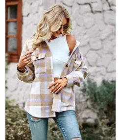 Casual Plaid Coats Loose Lapel Long Sleeve Jacket Wholesale Womens Tops SOUN538540 -Women Clothing Sales Store 6e7d20ff f131 48d5 8e36 78501f5128da 307ea9f04b1bb7f4bf2275477be4e42c