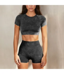 Sand Wash Short T Shirts & Shorts Womens 2pcs Yoga Suits Workout Sets Wholesale Activewear SON534207