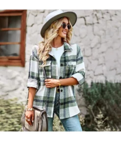 Casual Plaid Coats Loose Lapel Long Sleeve Jacket Wholesale Womens Tops SOUN538540 -Women Clothing Sales Store 712f0a6f 02fc 49e9 a96c ce1cd9a79d1c 0979ef4f31ee3c486093cbfbda94e8aa