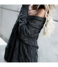 Twist Black Wholesale Women Mid-length Sweater SS160428