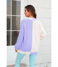 Lantern Sleeve Loose Color Block Knit Cardigan Wholesale Women'S Top N4623070300156 -Women Clothing Sales Store 71b568560b1c40f99594b03b010c775a